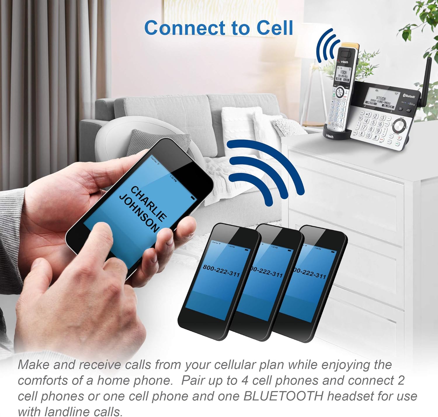 5 Handset DECT 6.0 Cordless Phone with Answering Machine I785