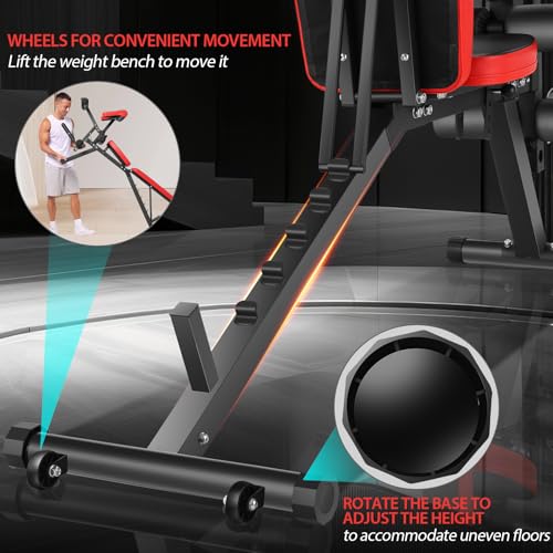 Adjustable Weight Bench with Leg Extension, Leg Curl - 800 LBS Heavy Duty Workout Bench T32454