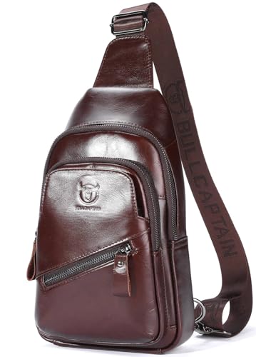 Leather Sling Bag with USB Charging Port Chest Bag Shoulder Bag Crossbody Daypack Backpack Q917