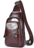 Leather Sling Bag with USB Charging Port Chest Bag Shoulder Bag Crossbody Daypack Backpack Q917