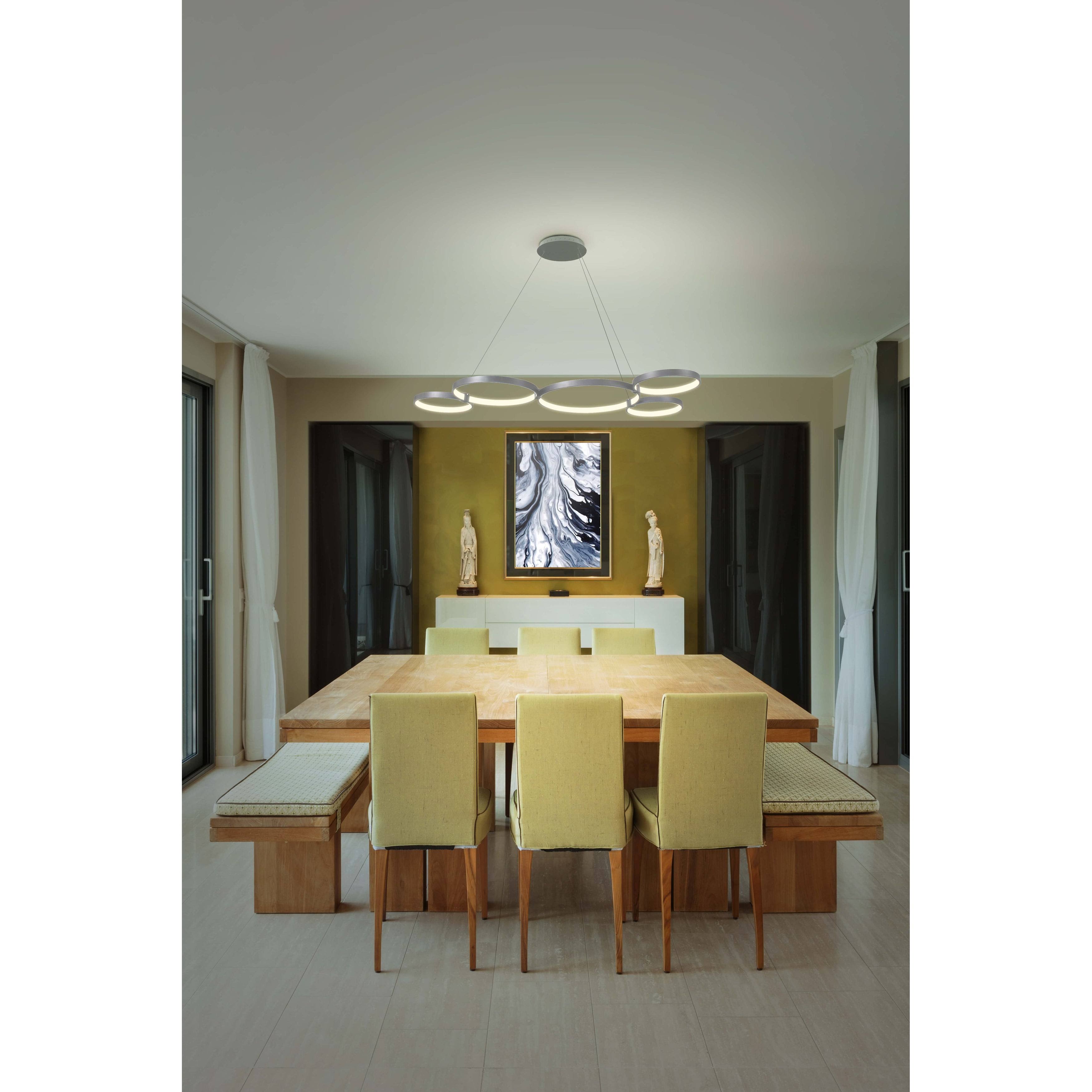 Silver 55x22 LED Adjustable Multi-Ring Chandelier I479