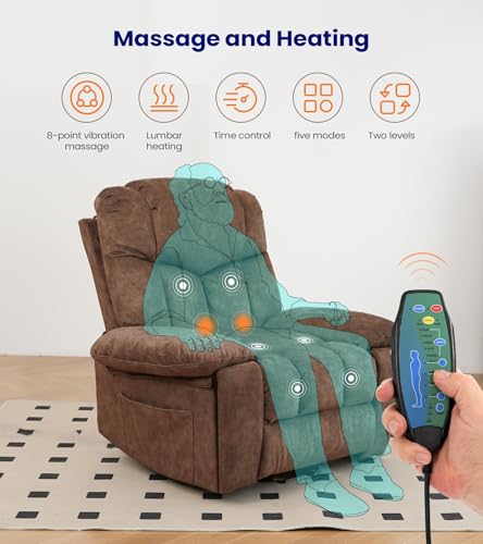 Grey Power Lift Recliner Chair with Massage and Cup Holders W34128