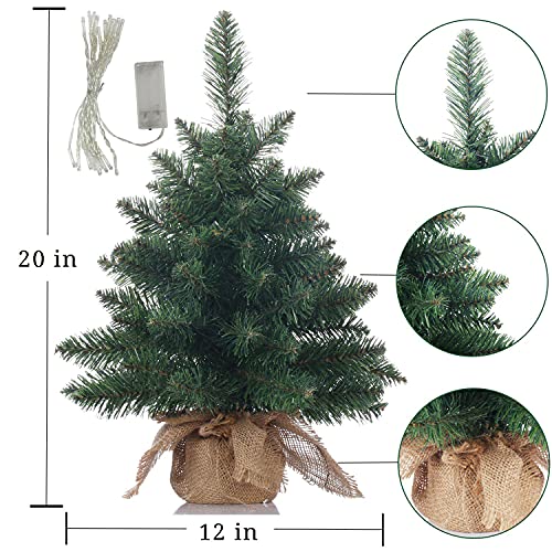 20 inch Pre-Lit Artificial Mini Christmas Tree with 40 LED Lights E967175
