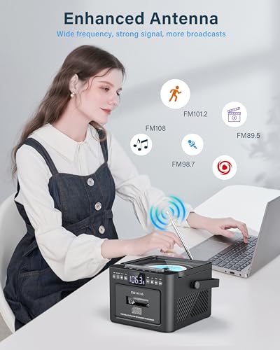 Portable Boombox CD Player with Cassette Player and Bluetooth V518951