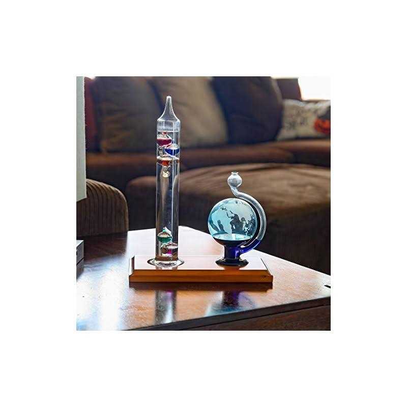 Galileo Thermometer with Etched Glass Globe Barometer G97521