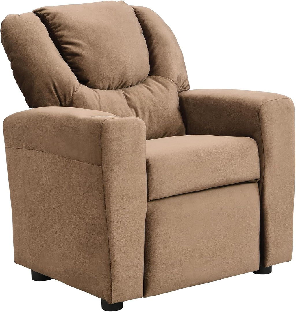 Kids Velvet Recliner Chair with Cup Holder R8425