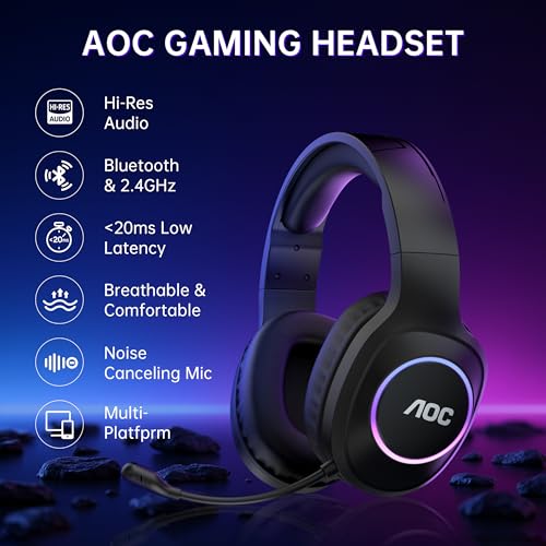 Black Wireless Gaming Headset with Noise Canceling Mic W128511
