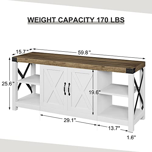 60 Inch Grey Wood TV Stand with Storage and Adjustable Shelves L8756