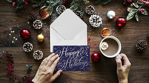 50 Pack Silver Foil Accents 5" x 7" High Gloss Christmas Cards with 50 Envelopes S8379