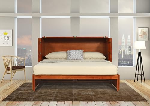 Solid Wood Murphy Storage Bed Queen Cherry N79780