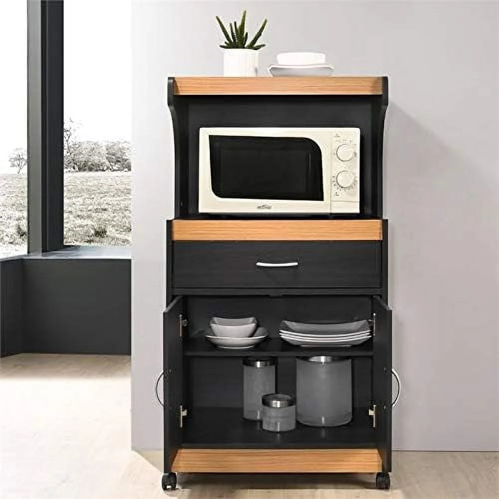 Black Beech Microwave Kitchen Cart P132463