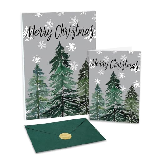 24 Watercolor Christmas Greeting Cards with Envelopes & Stickers G170