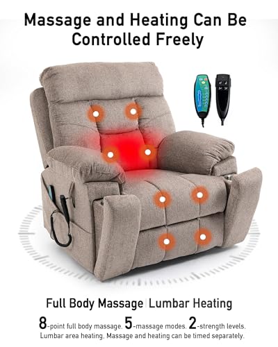 Large Power Lift Recliner Chair with Heated and Massage, 26in Extra Wide Seat K94672