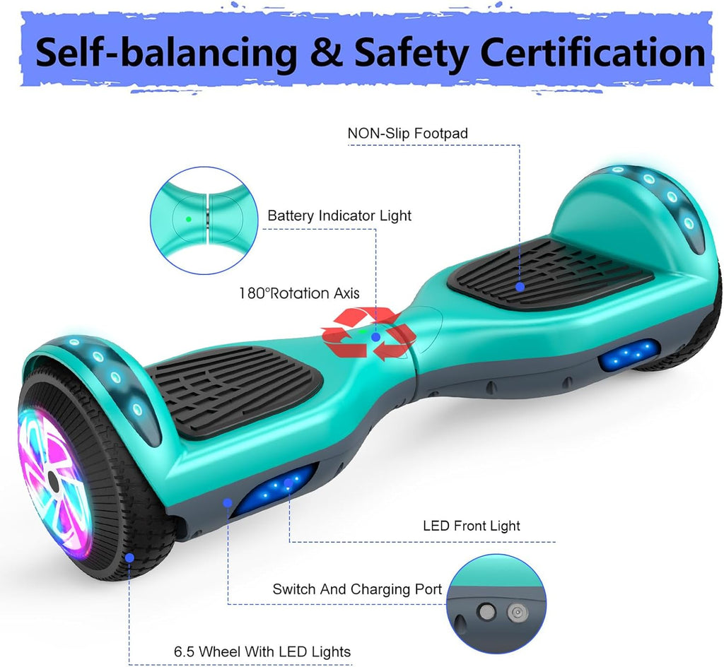 6.5" Self Balancing Scooter with Seat Attachment and Bluetooth LED Lights R6573
