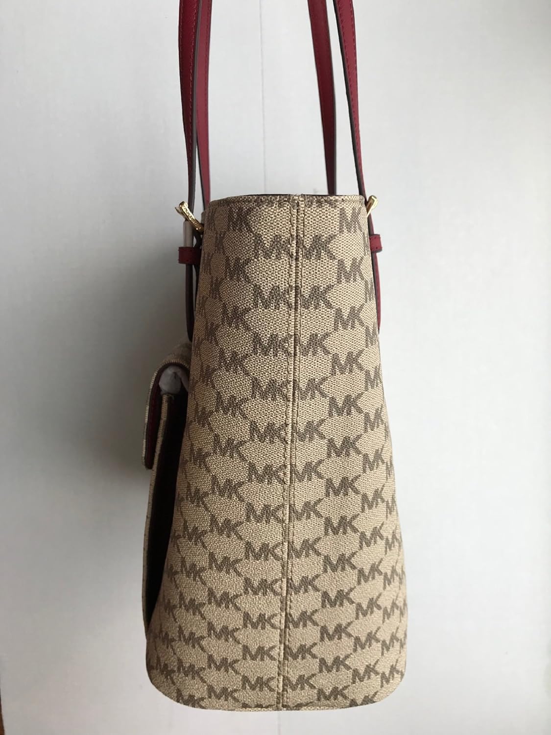 Large Leather Tote Bag Natural/Cherry W590880