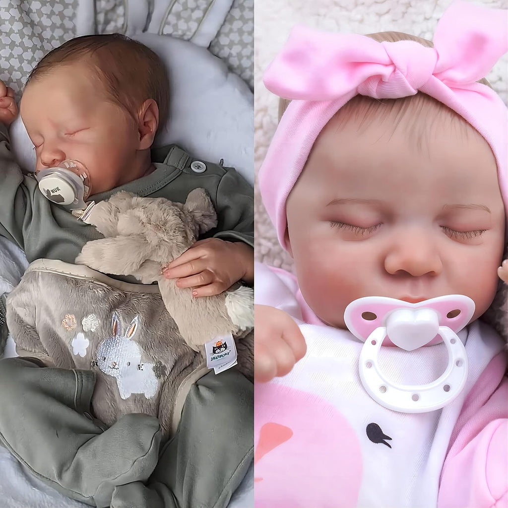 17-Inch Soft Cloth Body Realistic Newborn Sleeping Baby Doll Q9554