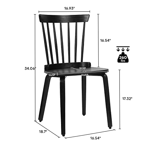 Black Solid Wood Spindle Back Dining Chairs Set of 4 N935