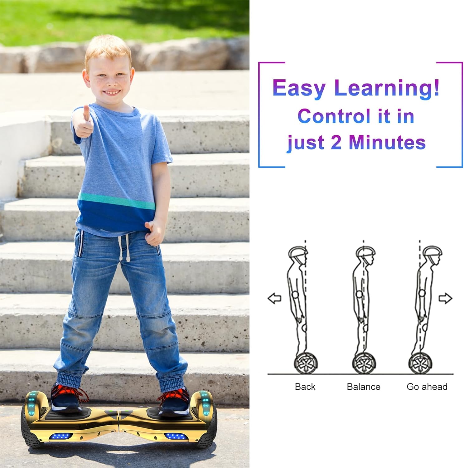 Golden Electric Hoverboard with LED Light U5323