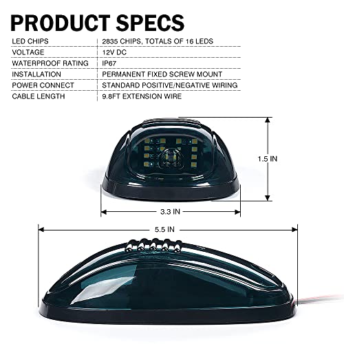 Black Smoked Lens 12 LEDs Cab Clearance Light 5 Pcs Roof Top Marker Running Lights Kit D320