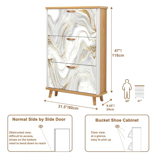 3 Flip Drawers Wooden Shoe Storage Cabinet D105