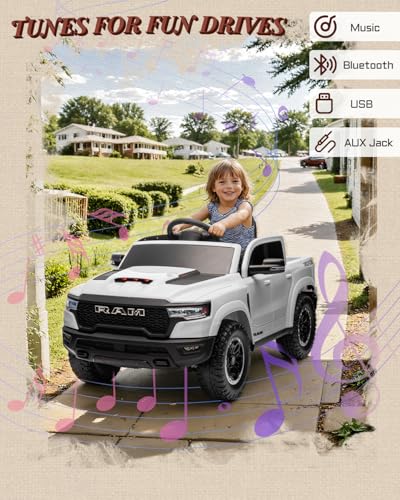12V Licensed Ram 1500 Ride on Toy with Parent Remote Control (Black) W3402