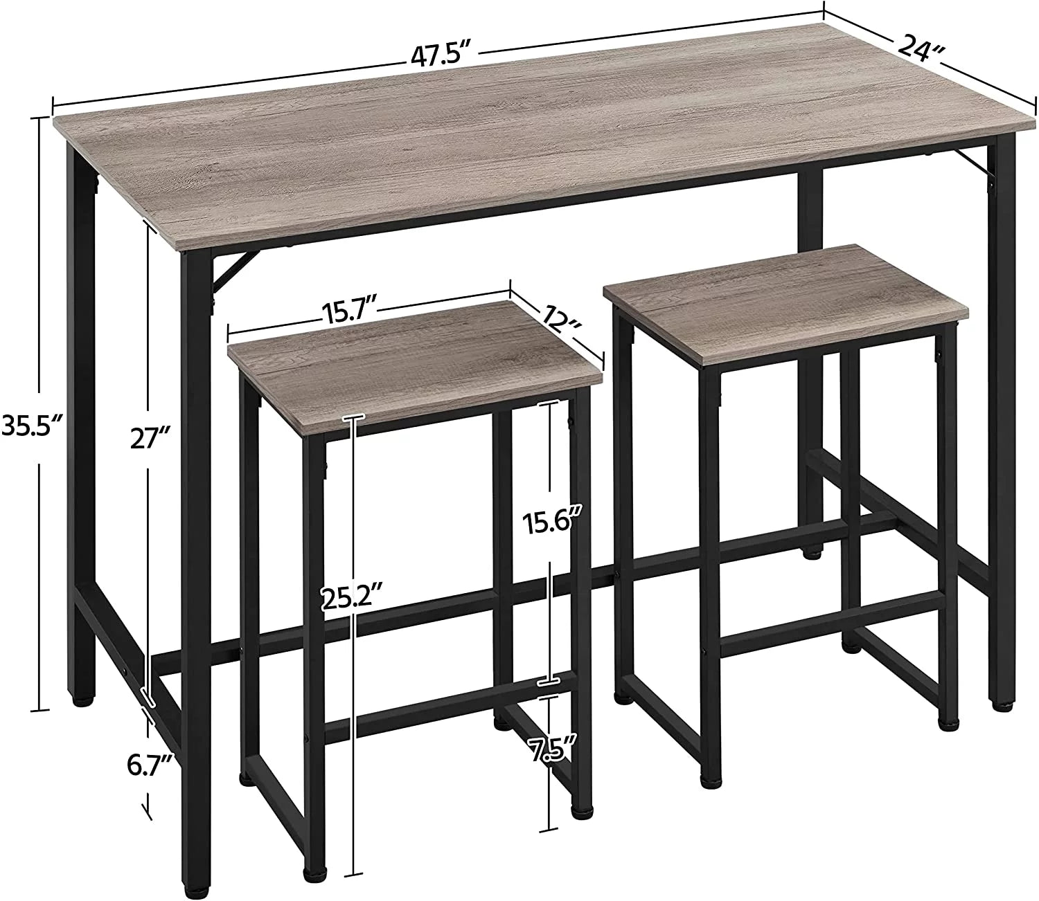3 Piece Bar Table Set with 2 Bar Stools M133752