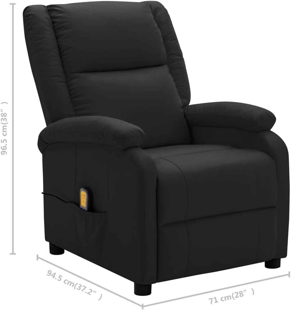 Black Faux Leather Adjustable Recliner Chair with Footrest D97384