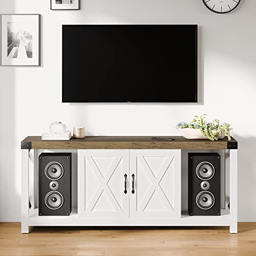 60 Inch Grey Wood TV Stand with Storage and Adjustable Shelves L8756