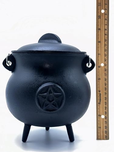 7.5" Diameter Cast Iron Cauldron with Lid and Handle A7284