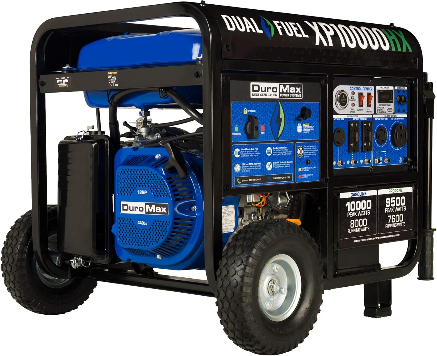 Dual Fuel Portable Generator 5500 Watt Electric Start with CO Alert L570298