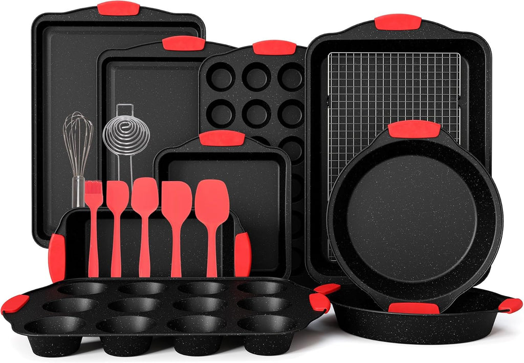 18-Piece Nonstick Carbon Steel Black Baking Pans Set D6329