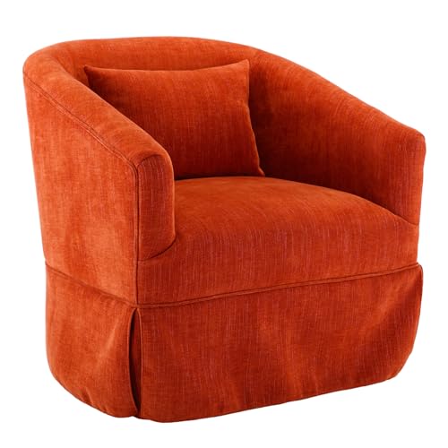 Blue Swivel Accent Armchair with Skirt and Metal Base A160275