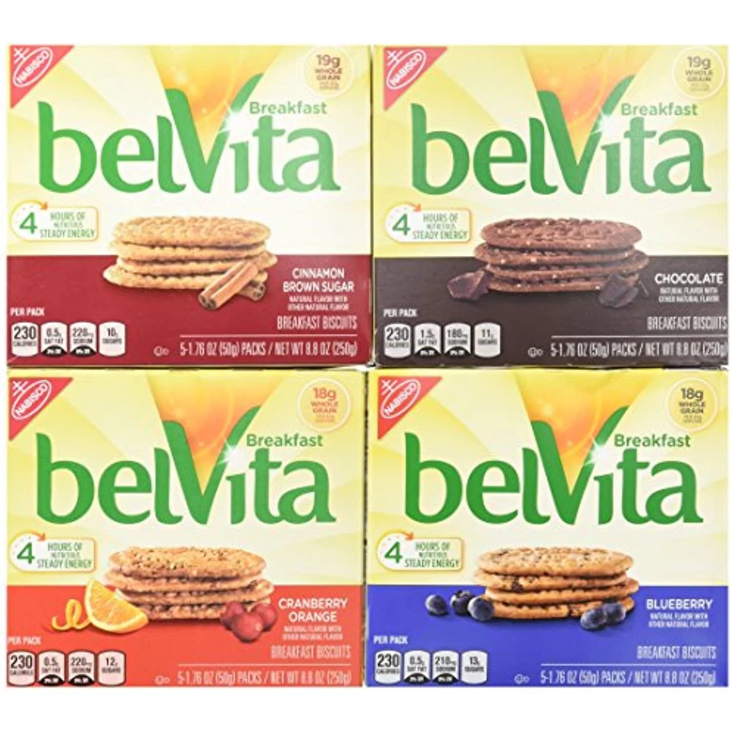 Breakfast Biscuits Variety Pack Blueberry Chocolate Cinnamon Brown Sugar Cranberry Orange 8.8 Oz Box Of Each Flavor Bundle Of 4 H600074