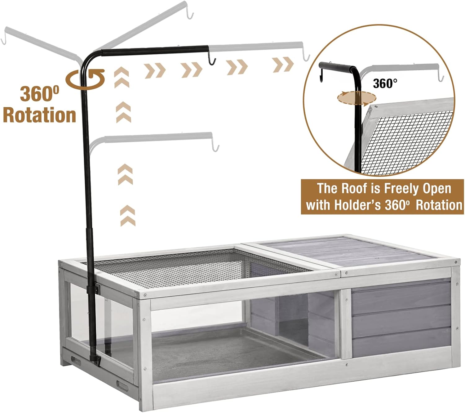 Wooden Tortoise House Habitat with Light Support Z8347