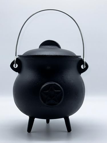 7.5" Diameter Cast Iron Cauldron with Lid and Handle A7284