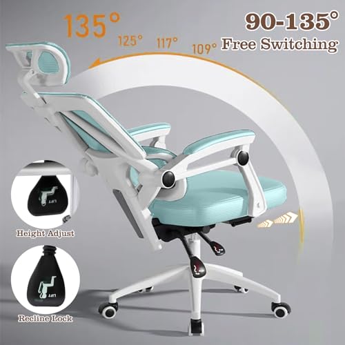 High Back Mesh Desk Chair with Lumbar Support and Adjustable Headrest N735764