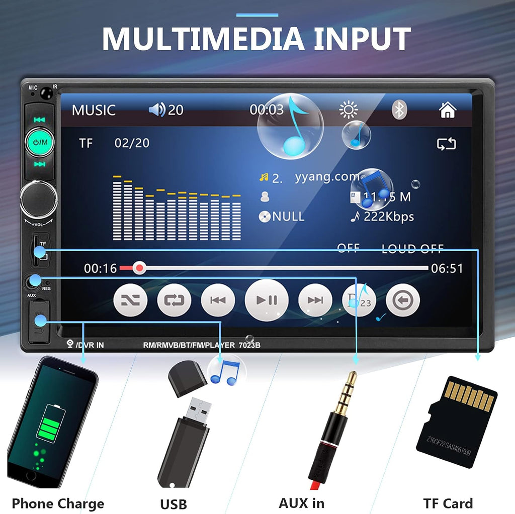 2 Din 7 Inch Touch Screen Car Stereo with Bluetooth L831698
