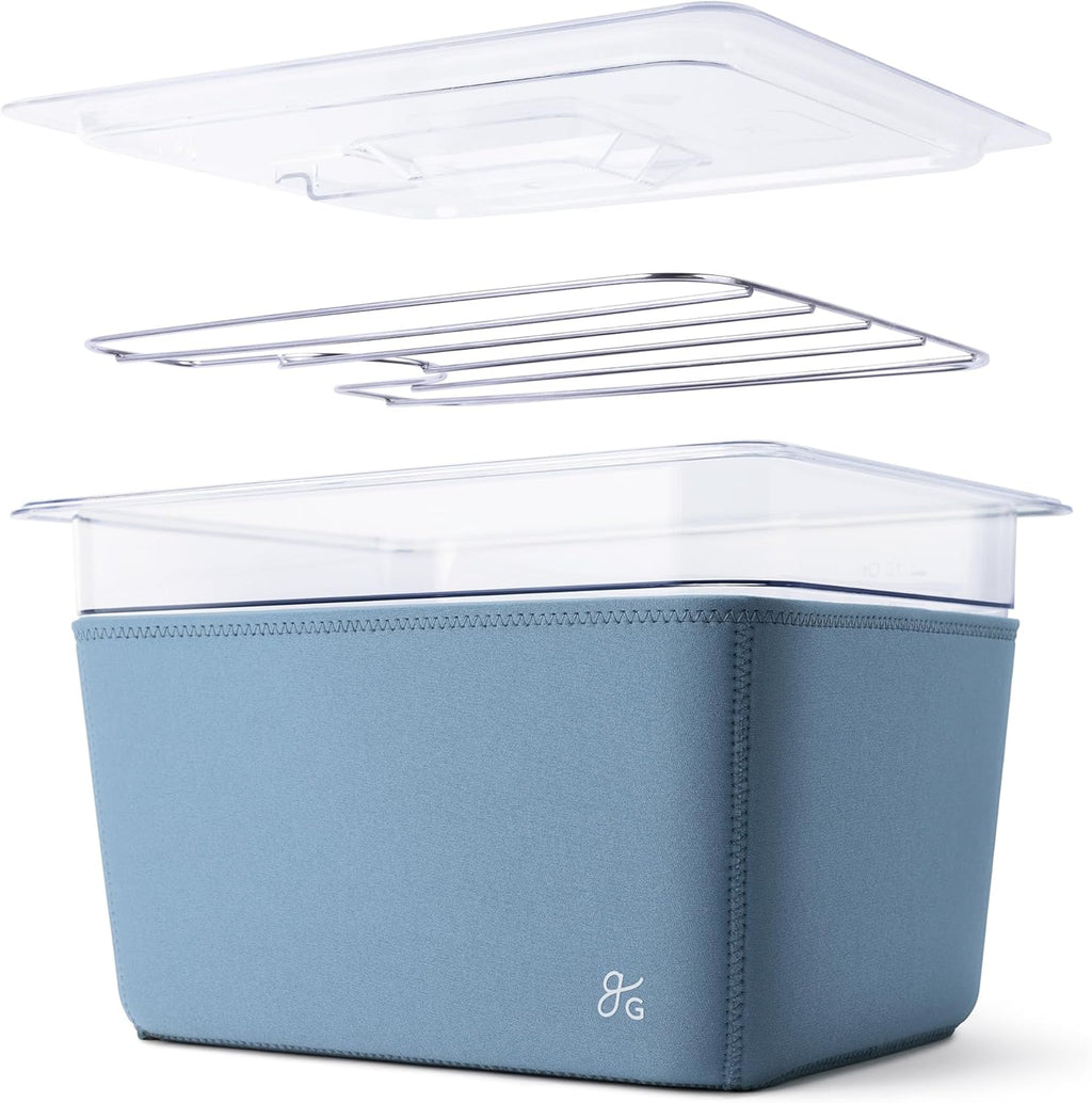 Stone Blue Sous Vide Cooker with Container and Silicone Weights W42504