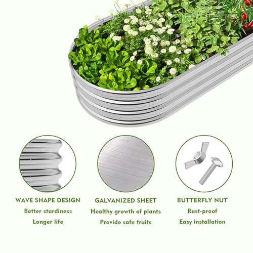 Metal Raised Garden Bed 2Sets Galvanized Planter Box R492