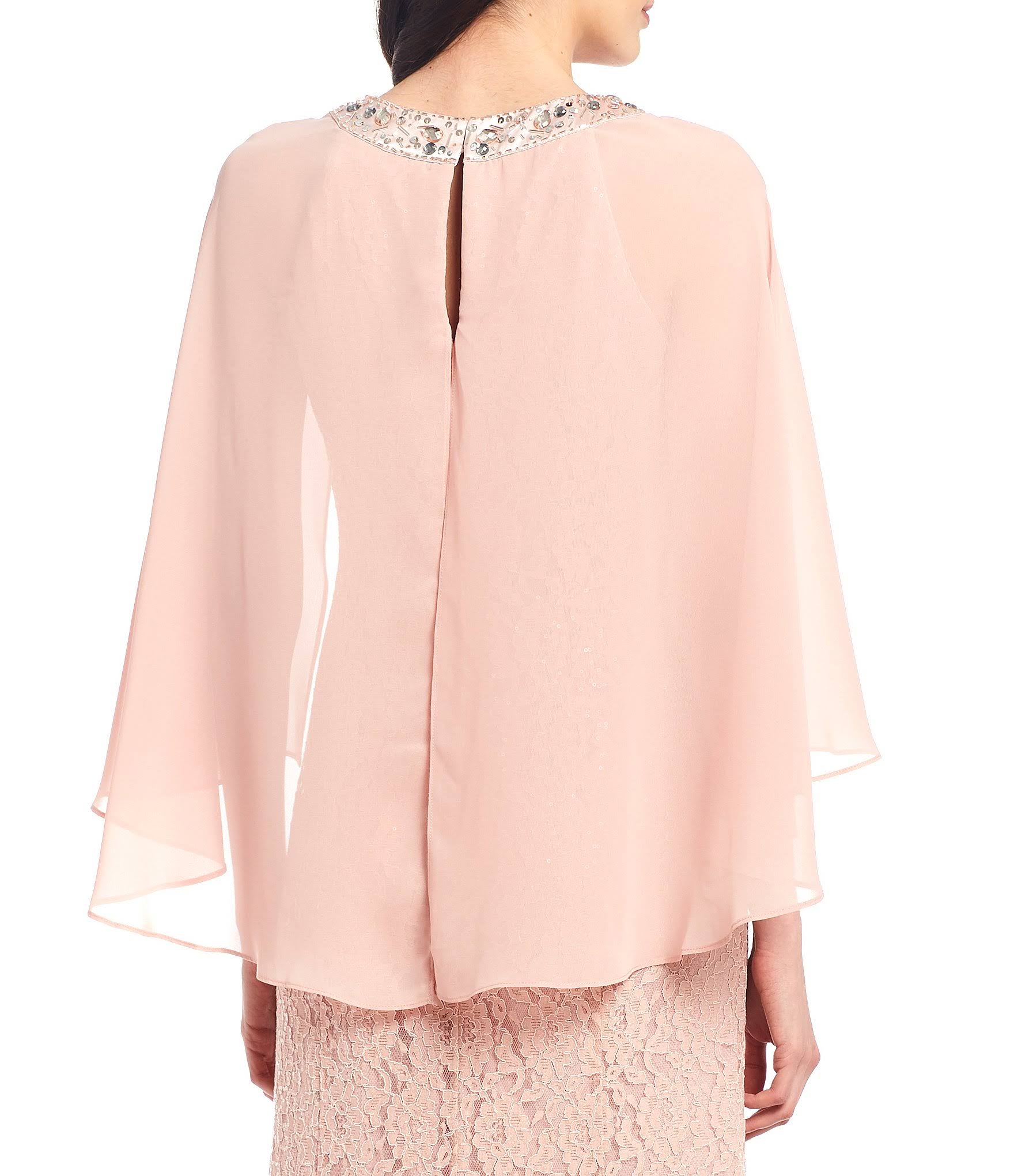 Sequin Lace Chiffon Capelet Gown U643