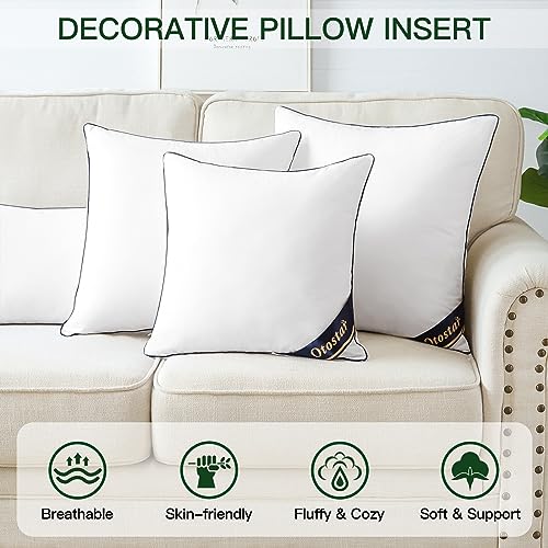 Pack of 2 Throw Pillow Inserts, 12x20, White, 100% Cotton Cover H61340