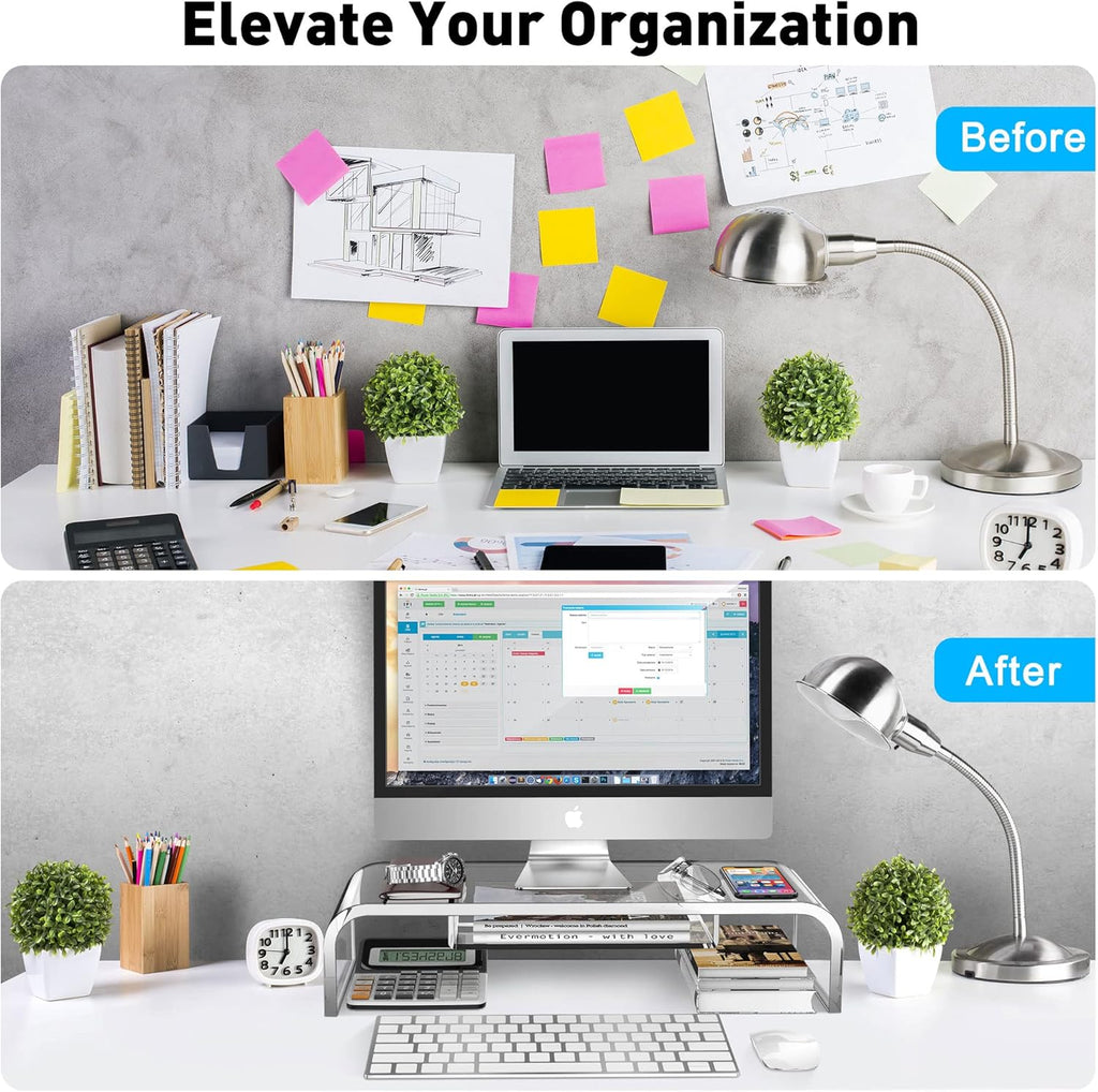 Clear Acrylic Monitor Stand with Storage U66630