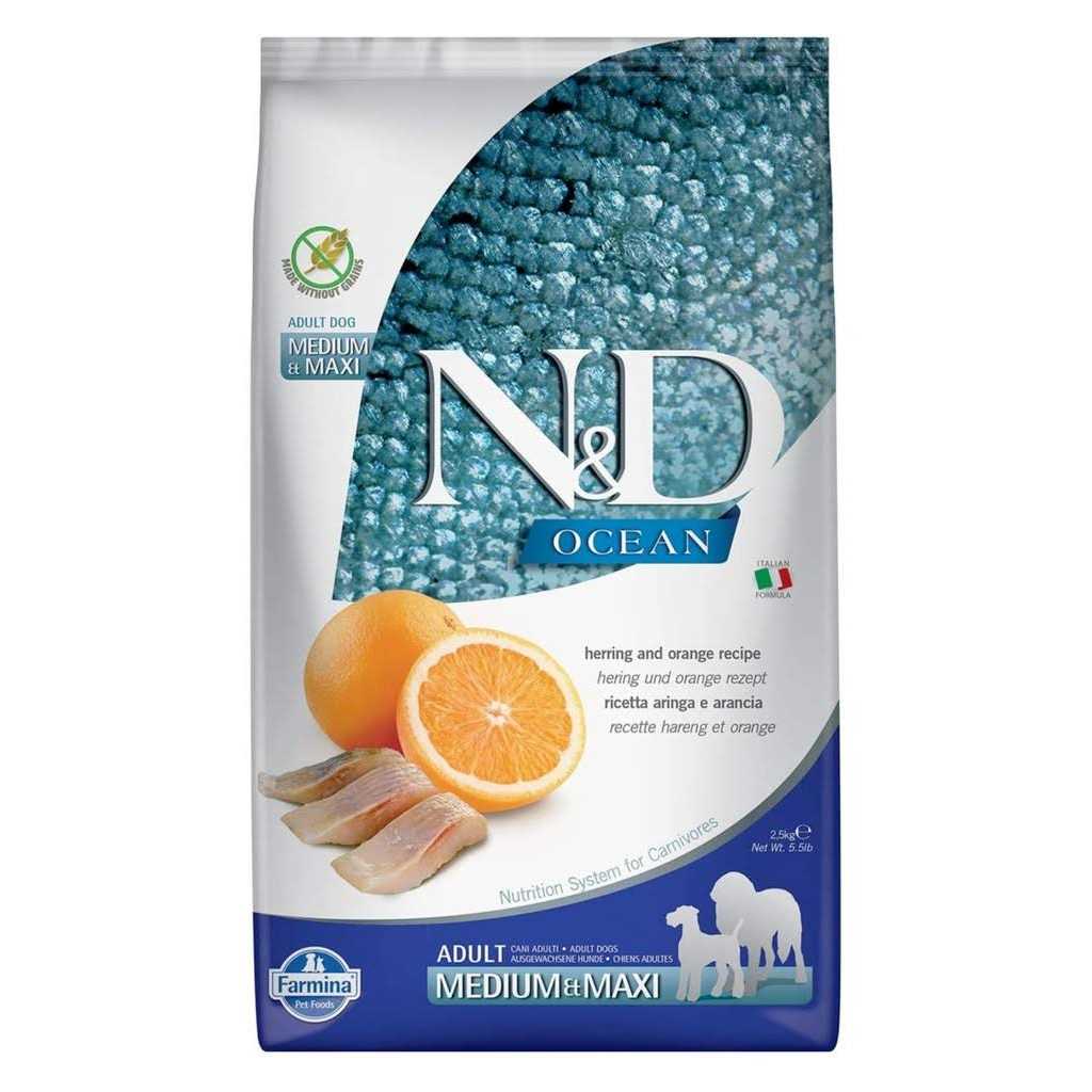 Farmina N&D Ocean Adult Medium Maxi Herring & Orange Grain Free Dry Dog Food C86378