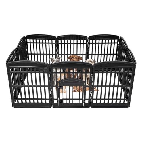 8-Panel 34" Black Foldable Dog Playpen C85403