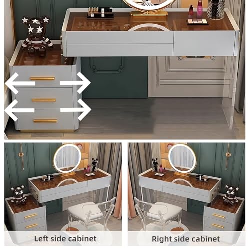 White 31.5'' Acrylic Makeup Vanity with Smart LED Lights Mirror, 6 Drawers and Tempered Glass Desktop U513051
