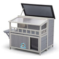 2-Tier Warm Wood Cat Shelter with Sunlight Roof M426555