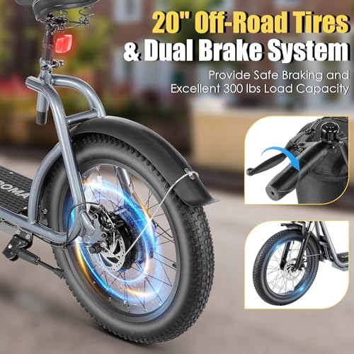 800w Electric Scooter with 20" Fat Tire, 20 MPH Top Speed, 30 Miles Range, Foldable P638
