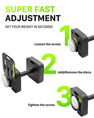 Adjustable Dumbbell, 10-50/80lb, 5lb Increments, Quick-Lock Square Weight Set R890