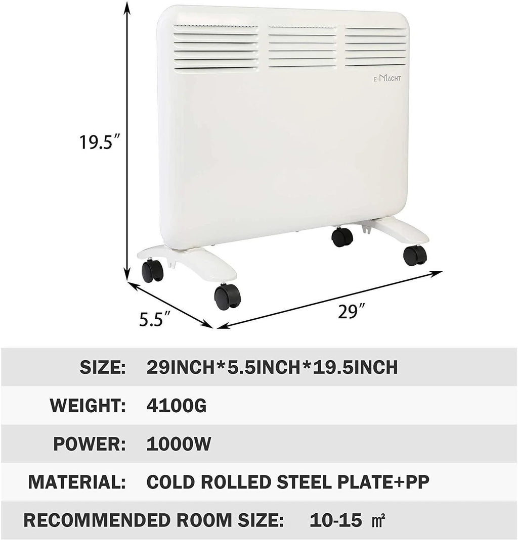 1000W Electric Radiator Space Heater with Adjustable Thermostat I94038