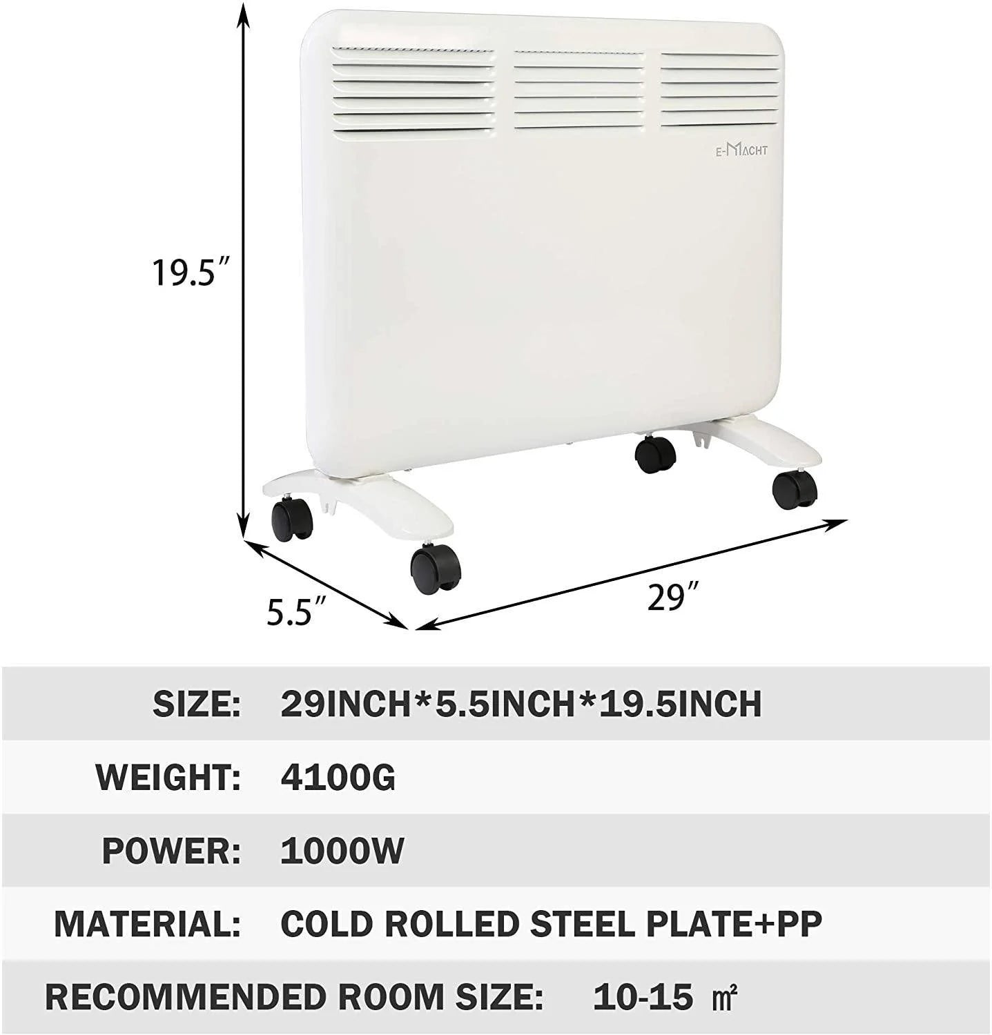 1000W Electric Radiator Space Heater with Adjustable Thermostat I94038
